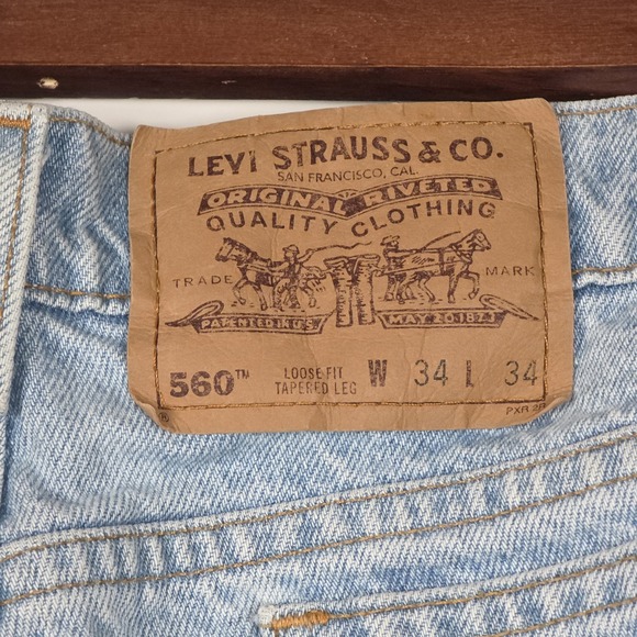Vintage Levis 560 Orange Tab Jeans Mens 34 x 34 Loose Tapered 90s Skater Baggy - Picture 8 of 13